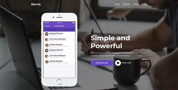 Morris – WordPress App & Product Landing Page